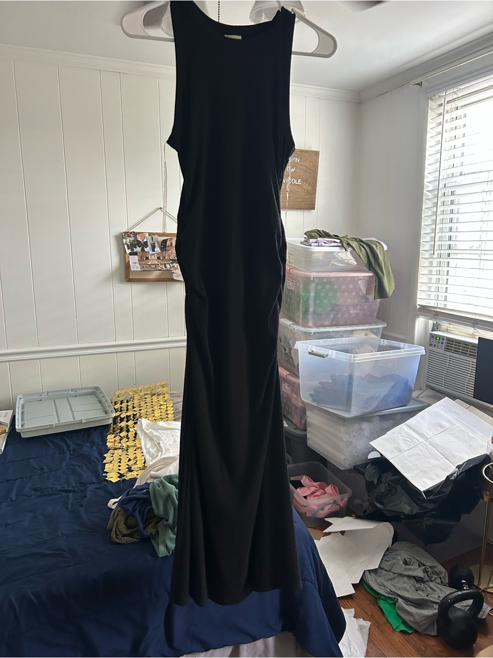 A New Day Sleeveless Black Maxi Dress - Classic Ribbed Design on sides. NWOT.